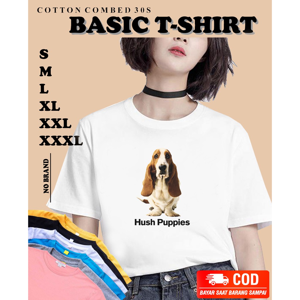 Baju Hush Puppies Premium Original Combed 30s -  Kaos Pakaian Atasan Pria Dan Wanita Unisex