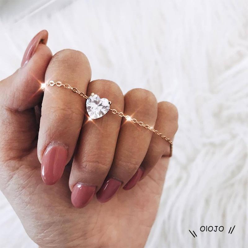 Kalung Rantai Pendek Dengan Liontin Hati Bahan Metal Hias Batu Zircon Untuk Wanita - ol2
