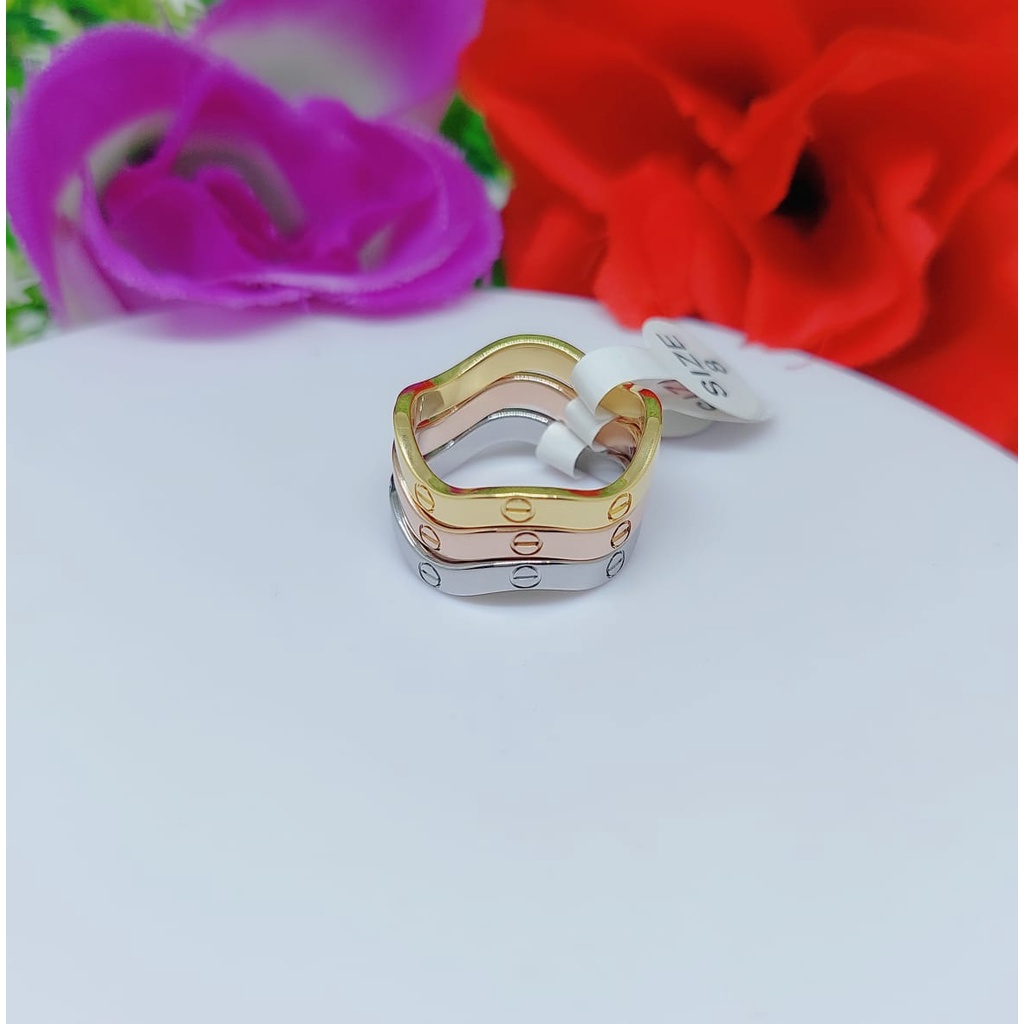Titanium cincin 775 bergelombang perhiasan fashion