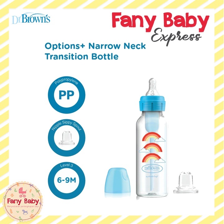 DR BROWNS OPTIONS+ STANDARD NECK TRANSITION SIPPY SPOUT SYSTEM 250ML