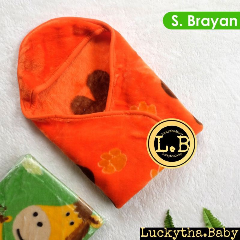 selimut bayi topi brayan super lembut dan halus / selimut topi   bayi/perlengkapan bayi