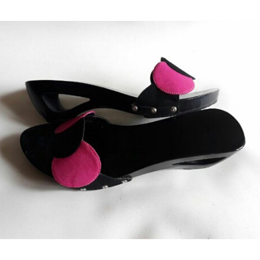 SANDAL KELOM GEULIS POLOS CANTIK HAK 5 CM SANDAL WANITA ETNIK UNIK KAYU RINGAN MURAH C109