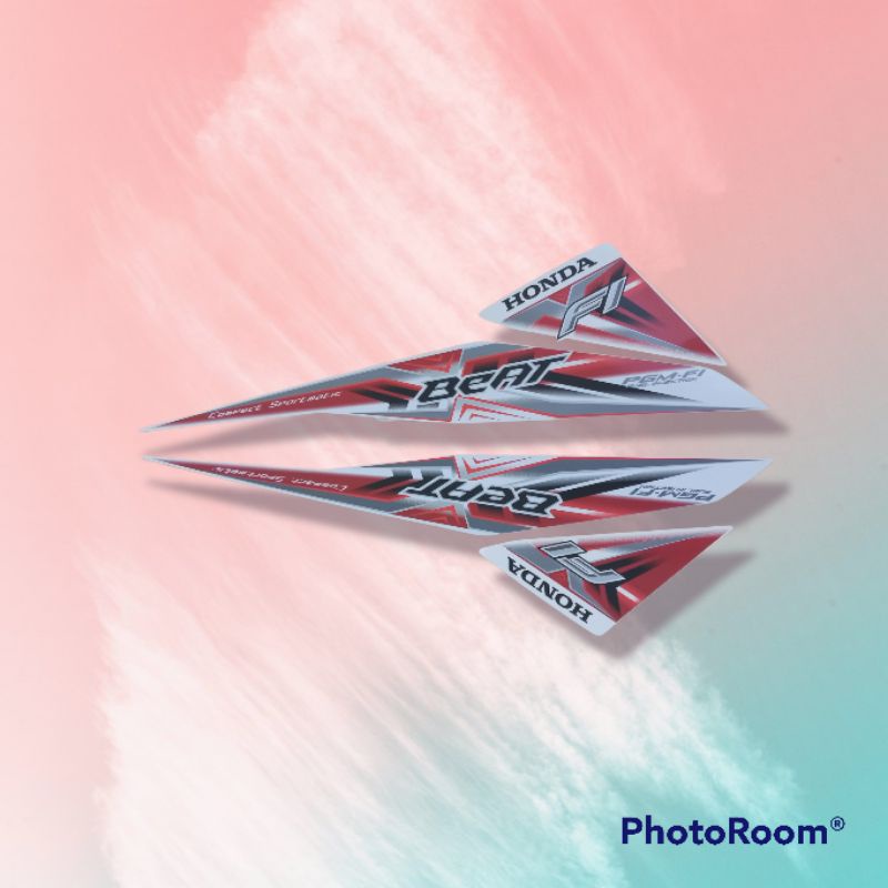 Striping Beat Fi 2015 Putih Merah