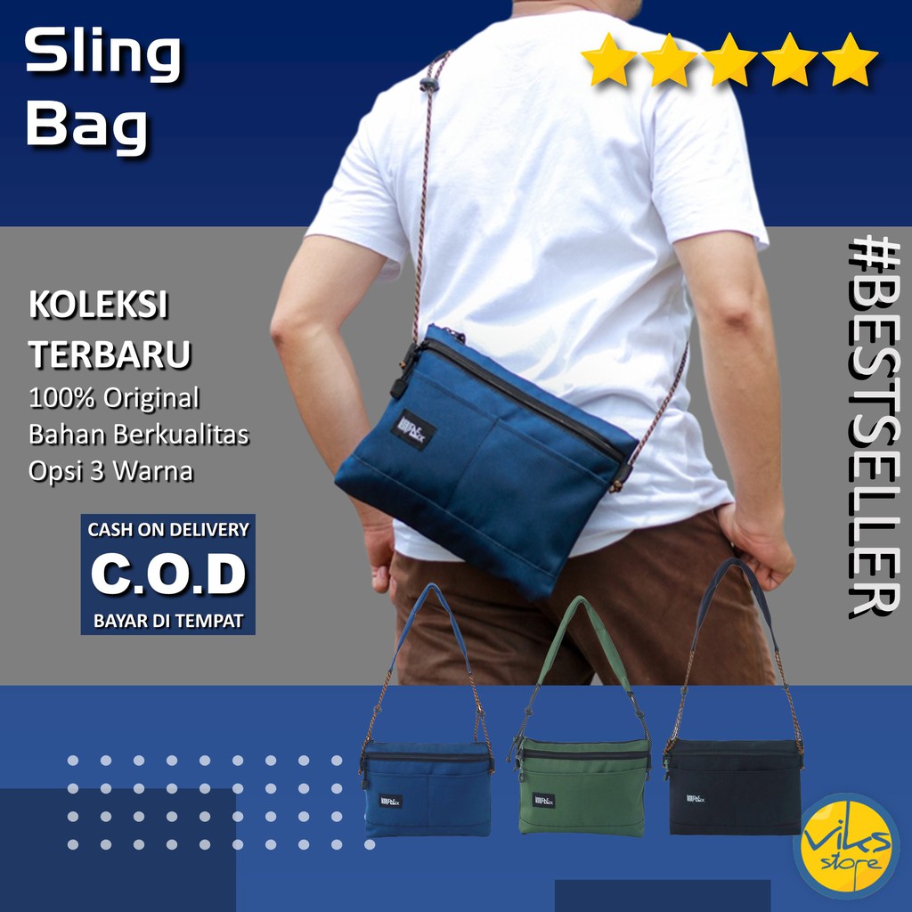 Tas Selempang Pria / Cowok Sling Bag Bahu Kecil Casual Multifungsi Original Simpel Minimalis Distro