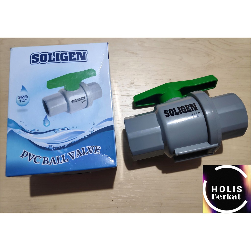 PVC Ball Valve / Stop Keran Soligen Size 1 1/4 Inch