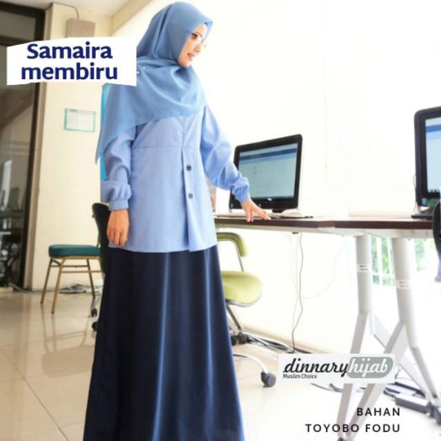 GAMIS SERAGAM BIRU II  SAMAIRA MEMBIRU || DINNARY HIJAB