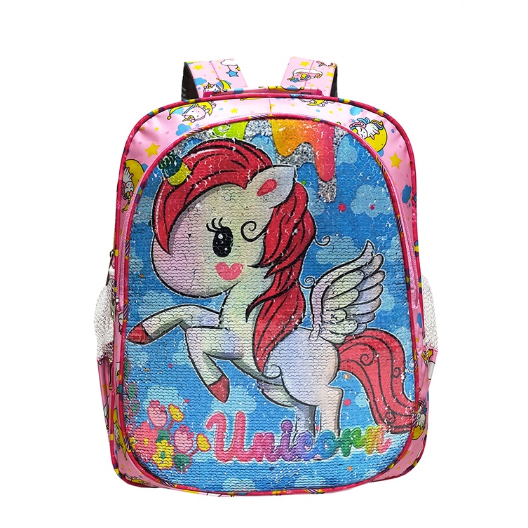 APPA Tas Ransel Anak Prempuan Sekolah Sequin Usap 2 Gambar Karakter UNICORN - FROZEN