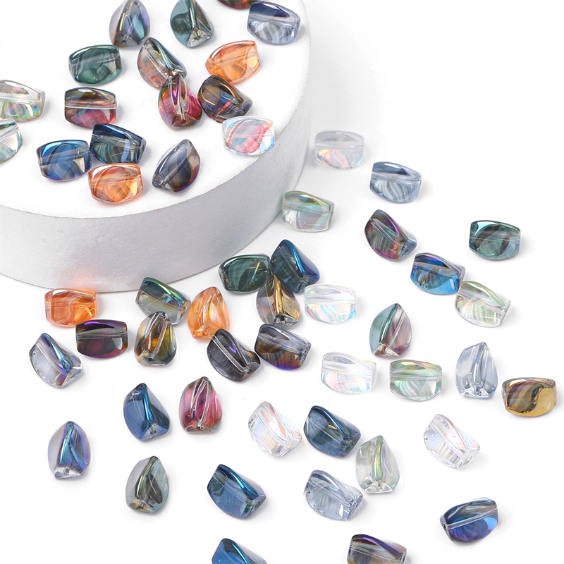 10pcs 9x12mm Manik-Manik Kristal Memutar Lapis Kaca Untuk Membuat Perhiasan Handmade DIY Aksesoris