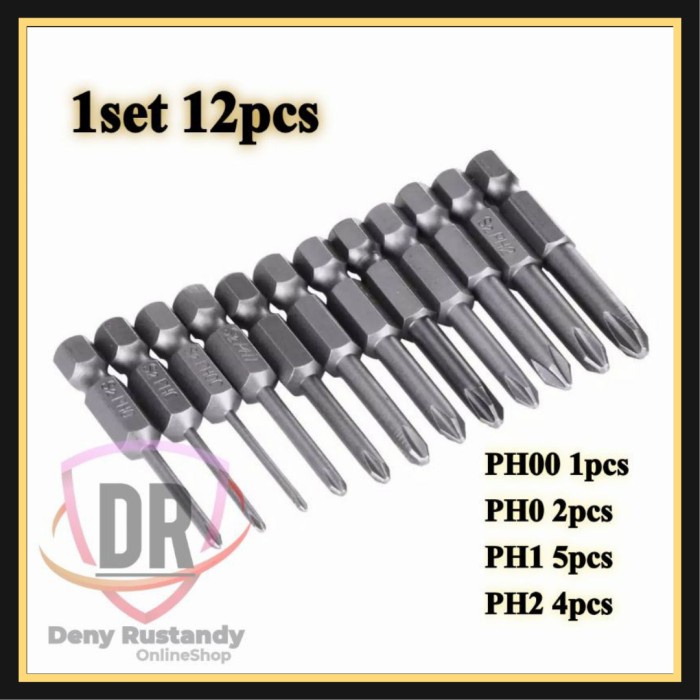 Mata Bor Obeng Plus Magnet Magnetic 50Mm 12Pcs Ph1 Ph2 Anti Slip