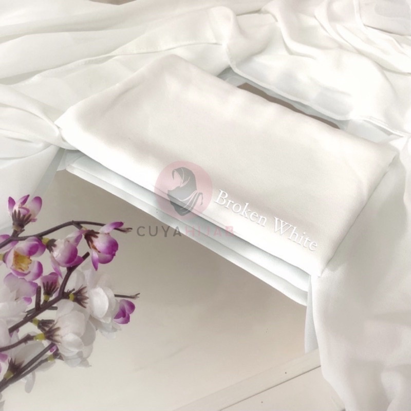 50+WARNA PASHMINA MALAY CERUTYBABYDOLL 180 X 75 Cm [PART 1] TERLARIS MURAH || CUYASHOP CUYAHIJAB SBY-Broken White