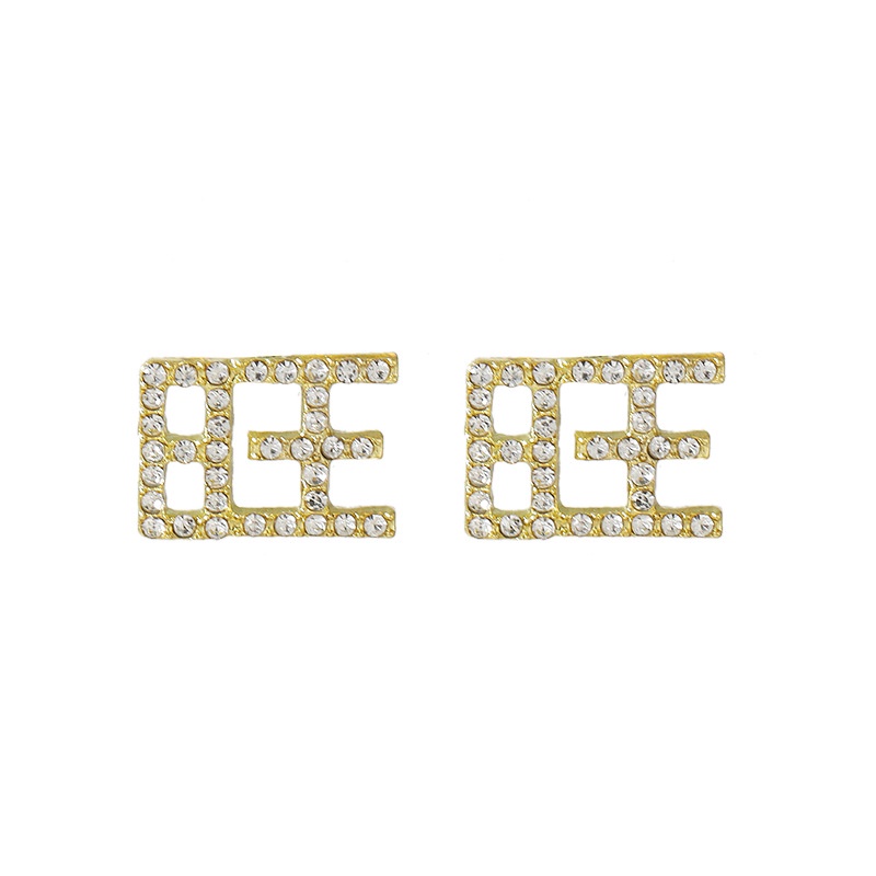 Sterling silver jarum Wang Wang teks pribadi anting-anting retro yang indah masuk Lux elegan anting-