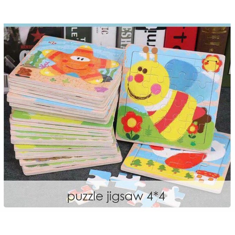 Mainan anak puzzle JIGSAW 4*4 WOODEN PUZZLE 4x4 / mainan puzzle murah