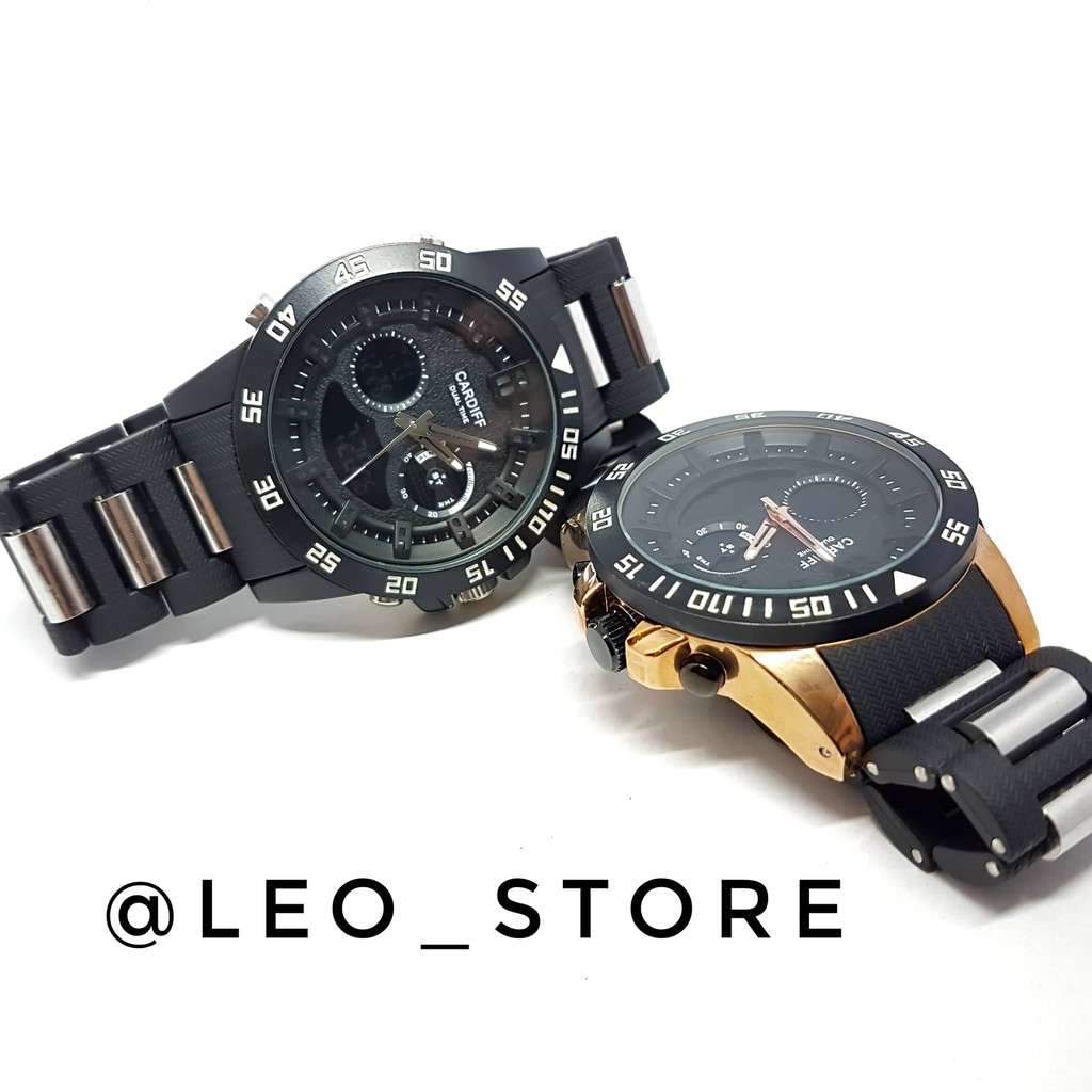 CARDIFF ORIGINAL A19. JAM TANGAN SPORT PRIA KEREN. DUAL TIME (DIGITAL SAMA ANALOG)