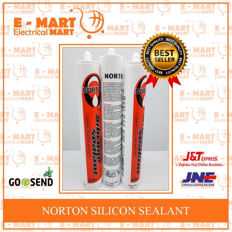 NORTON SEALANT SILICONE / Lem Kaca Tembak CLEAR WHITE BLACK 300ml