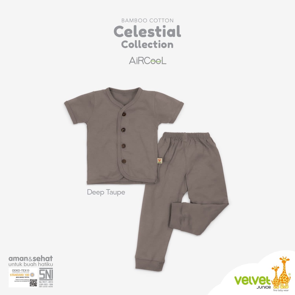 VELVET JUNIOR Celestial Bamboo Cotton Stelan Kancing Tengah Pendek Panjang NB S M L