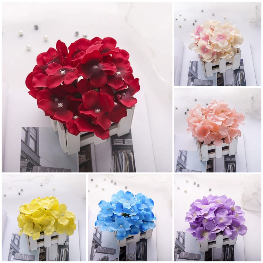 Bunga Hydrangeas Bunga Hortensia Artificial Flower Peony Bouquet Bunga Palsu Sutra Satin Buket Bunga Cabang Hidrangeas