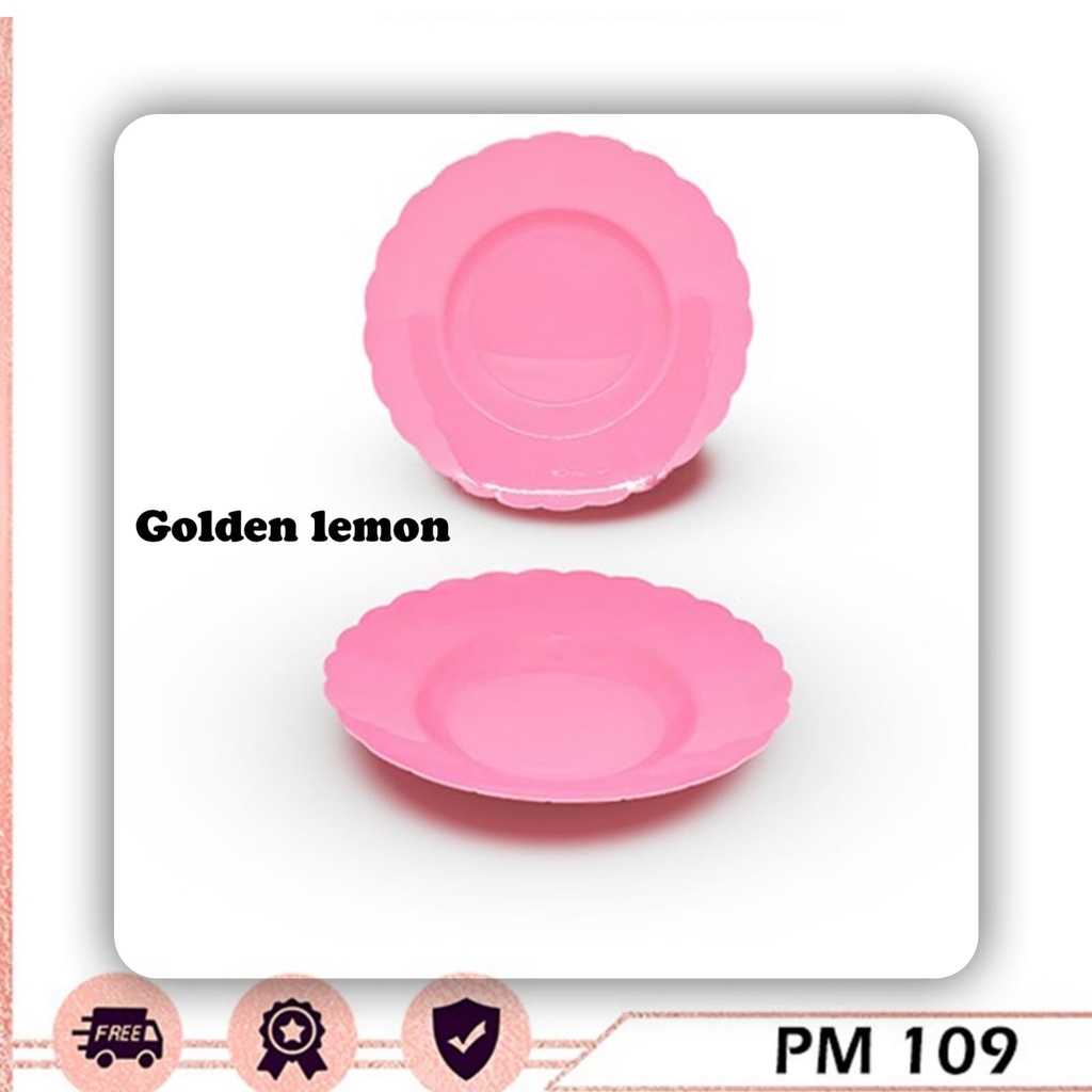 12 piring makan PING / pink golden lemon PM 109