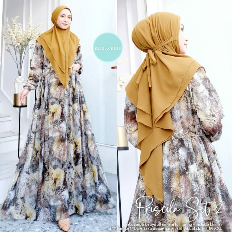 PRISCILA SET 2 ORI BY EDELWEISS | dress ld 110-130 cm | DRESS SYARI DAN KONDANGAN