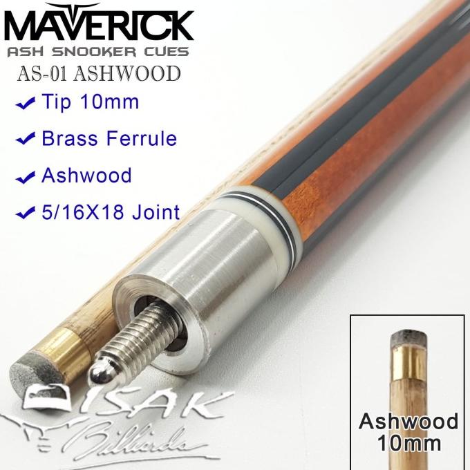 Maverick As-01 Snooker Cue - 10 Mm Stick Bola Kecil Billiard Stik Ash