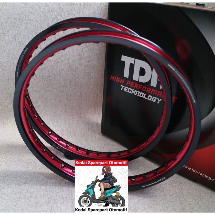 Velg TDR WX Shape Two Tone Set 17 x 140  140 Black Red Hitam Merah