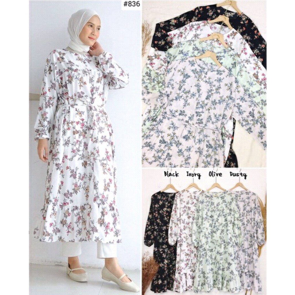 Long Tunik Motif Bunga