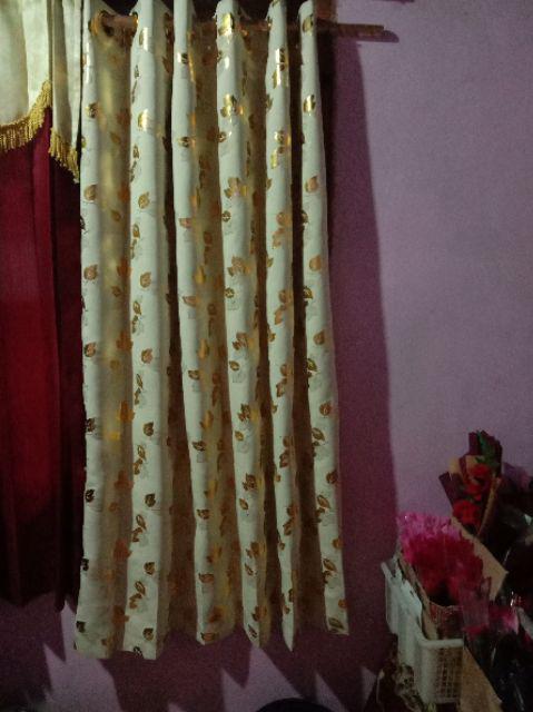 Gorden Jendela Blackout Print Emas Coklat 12 Semockring Silver 6 Gelembung Jende Pintu