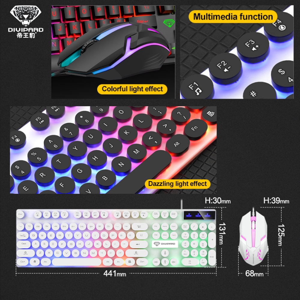 Keyboard Plus Mouse Gaming GMK-30 Model Kabel Divipard USB 2.0 Plus LED