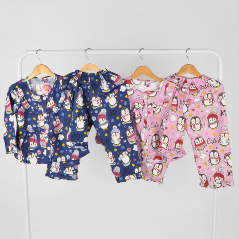 PIYAMA ANAK 2-7 TAHUNAN BAJU TIDUR LENGAN PANJANG MOTIF PINGUIN