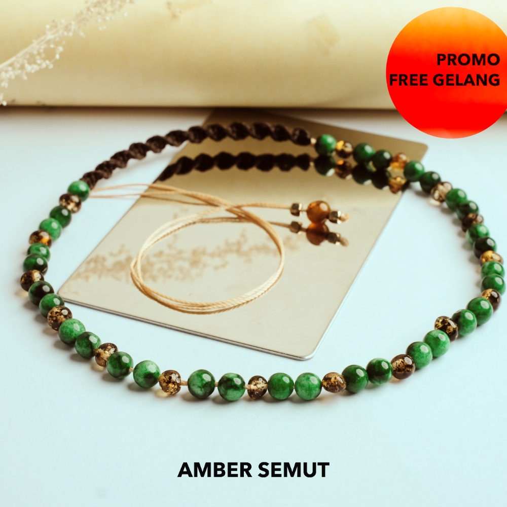 Kalung Amber Green Glossy X Green Jade by Amber Semut