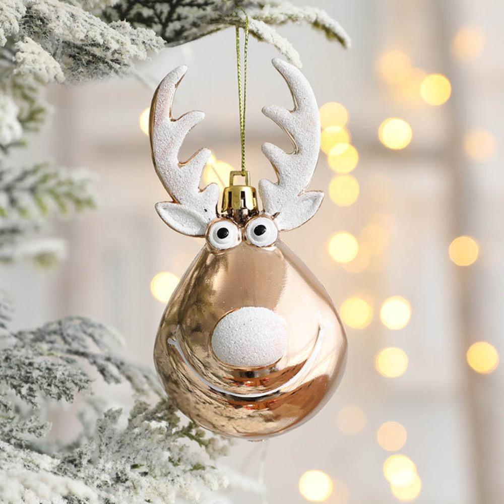 [Elegan] Christmas Decor 2pcs Kreatif Tahun Baru Plating Bola Natal Navidad Elk Pendant