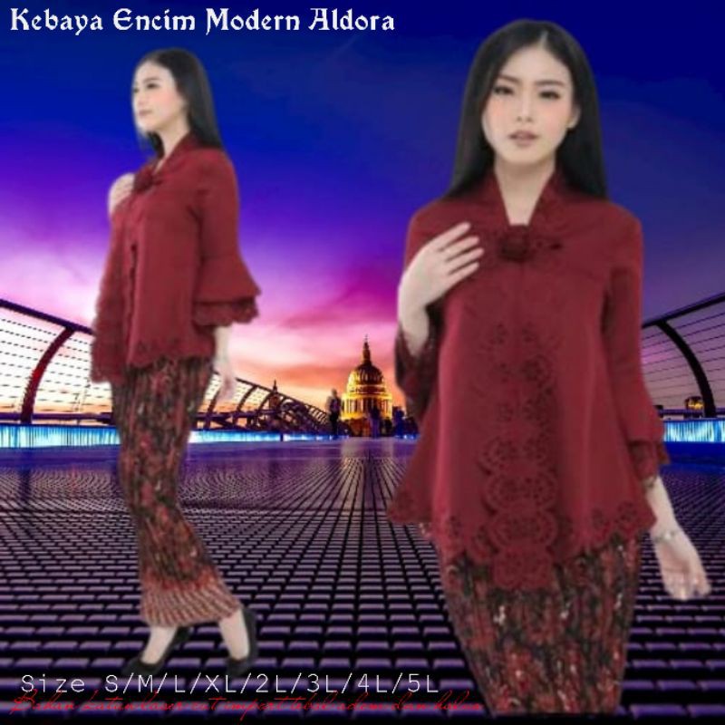 Atasan kebaya encim modern Aldora maroon