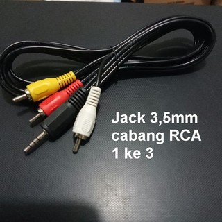 Kabel Audio Video AV ke Jack 3.5mm dari 1 ke 3 cabang RCA male DVD ke TV