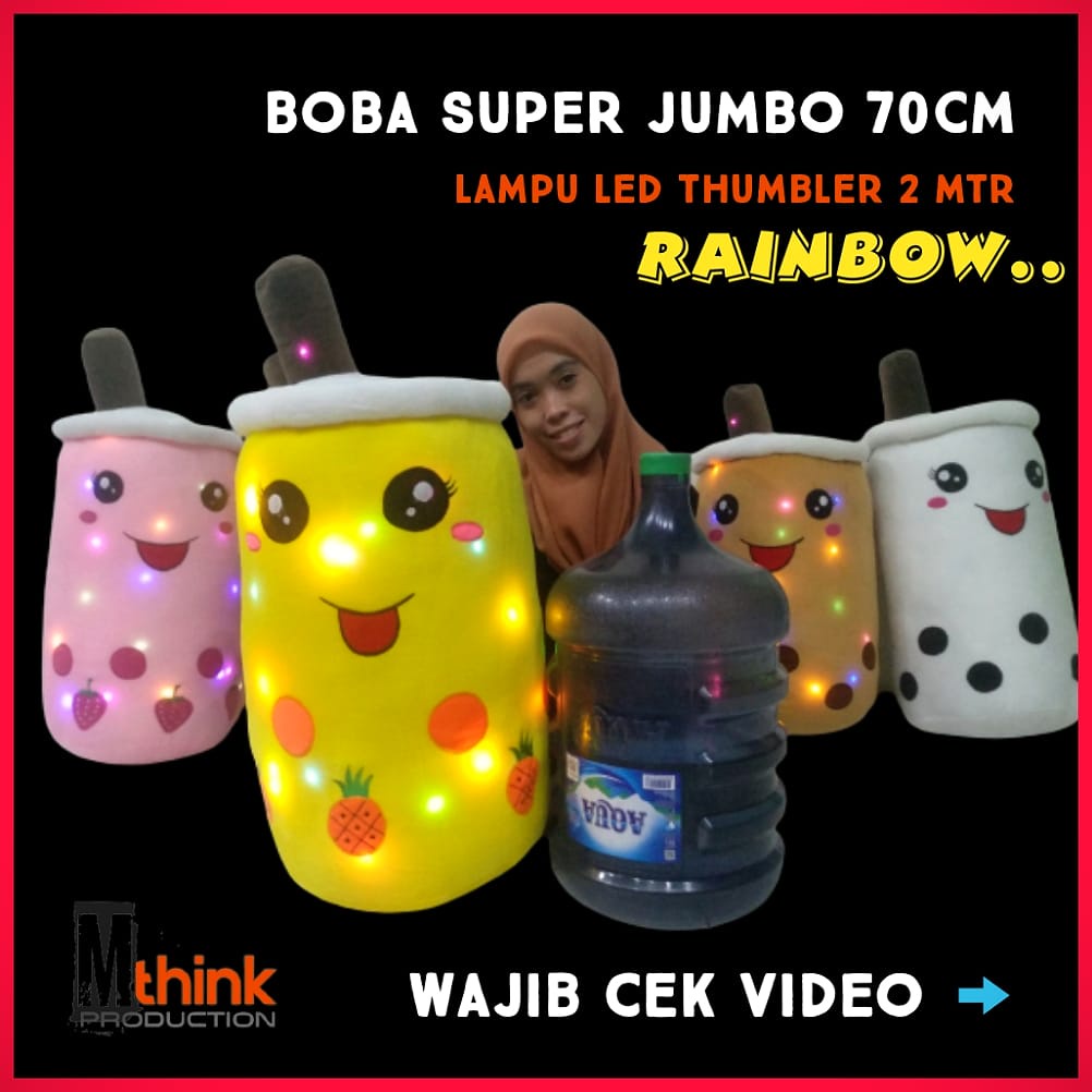 Boneka boba super jumbo 70 cm / bantal led lampu thumbler nyala terbesar termurah original