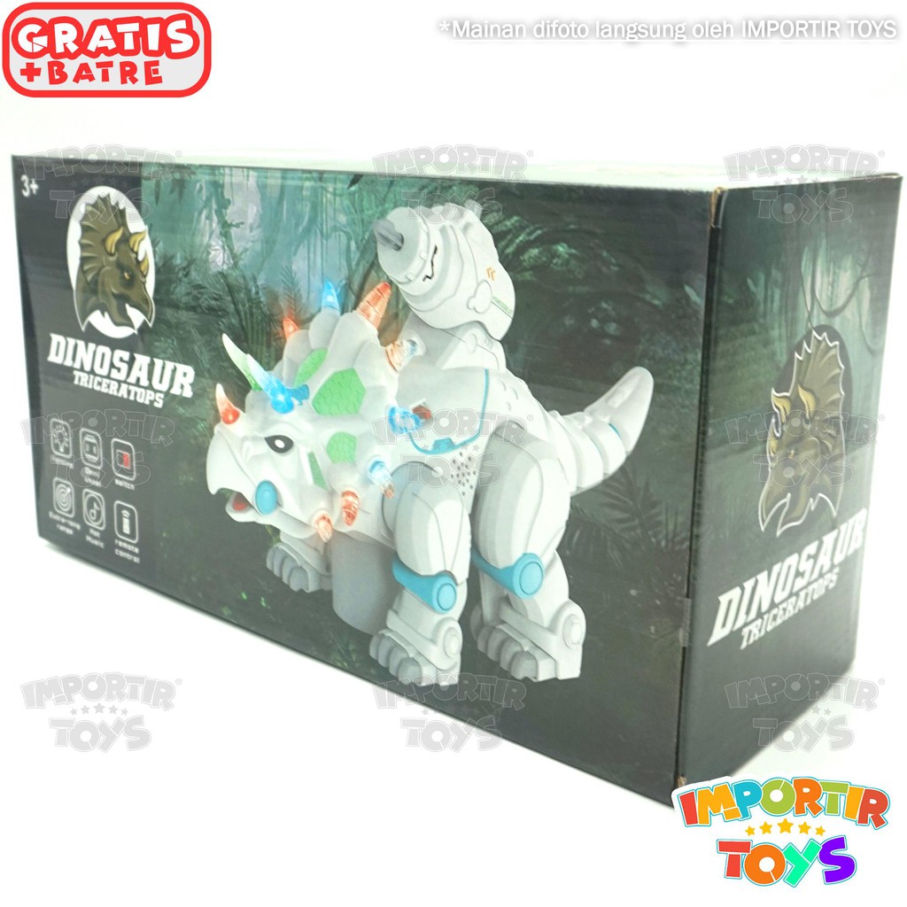 ROBOT DINOSAURUS PUTIH BATRE + MUSIK + LAMPU Bersenjata dan Kuat! IMPORTIR TOYS QUALITY