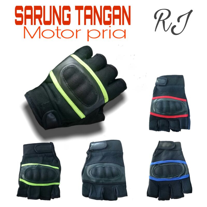 Sarung Tangan Sepeda Motor Batok Setengah Jari Pria Wanita Dewasa Premium Ter Murah / Sarung Tangan Batok Buntung Pria