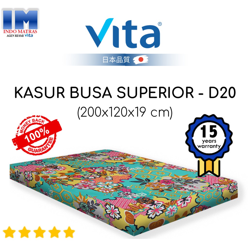 KASUR TIDUR BUSA SUPERIOR DOUBLE 200x120x19 MERK VITA PRODUK ORI INOAC