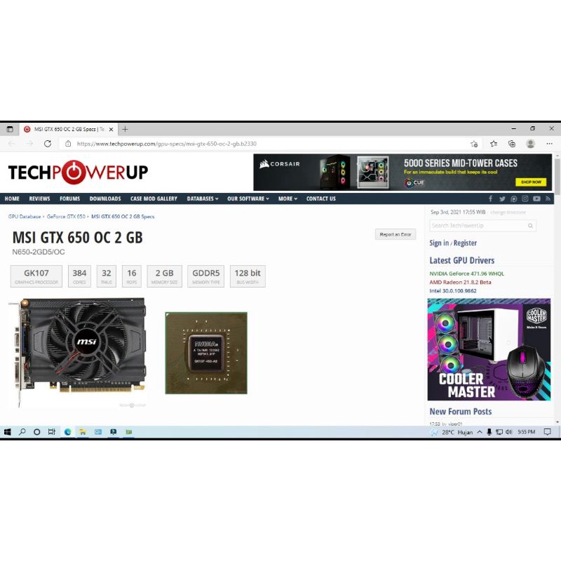 Vga Card Gtx 650 2Gb OC
