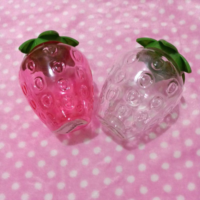 BOTOL MINUM STRAWBERRY TEMPAT MINUM UNIK-Putih
