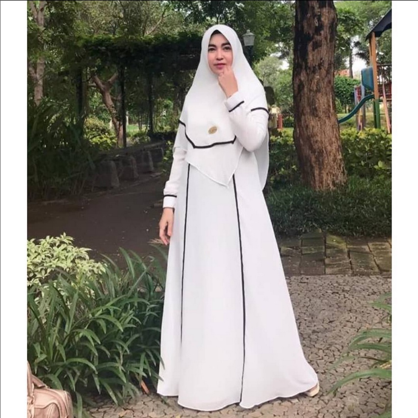 Lya 03 Dress Gamis Syari Baju Muslim Putih umroh haji