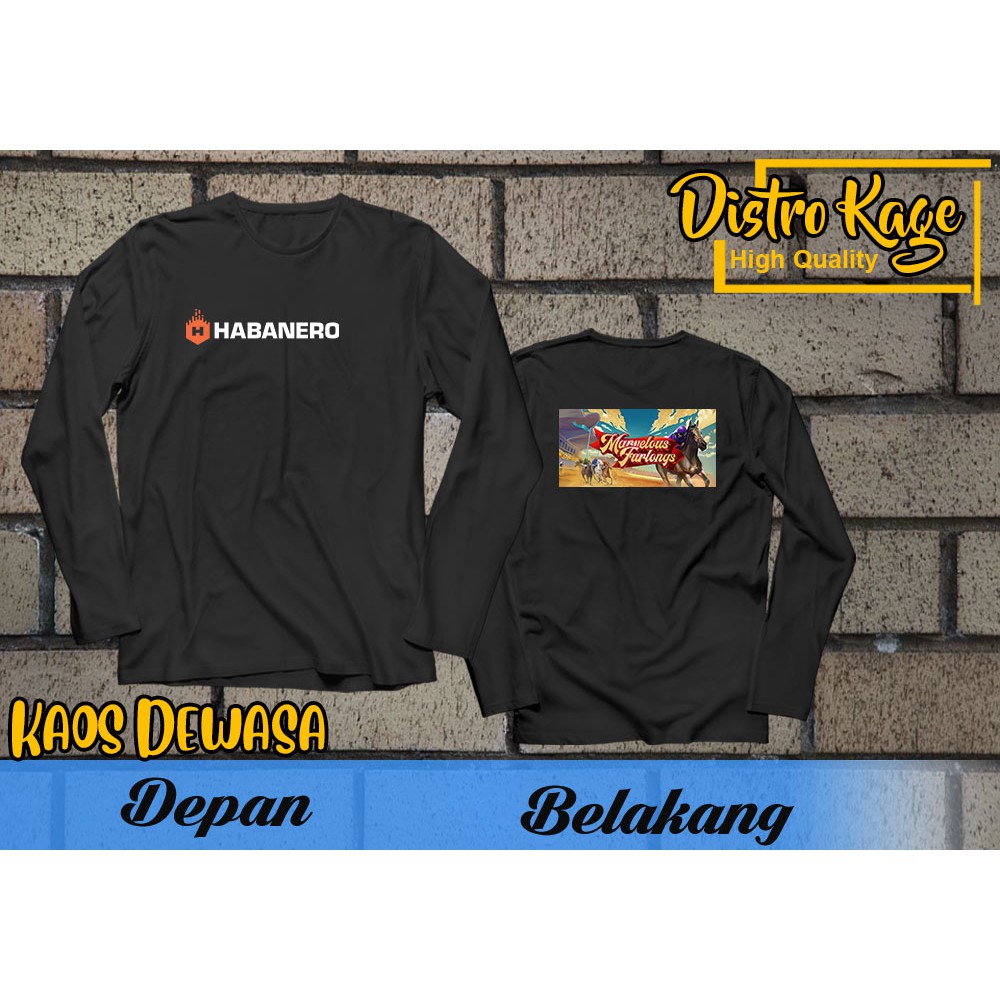 Baju Kaos Pria Db Game Slot Habanero  Marvelous Furlongs Lengan Panjang Ukuran Dewasa Unisex Cotton 