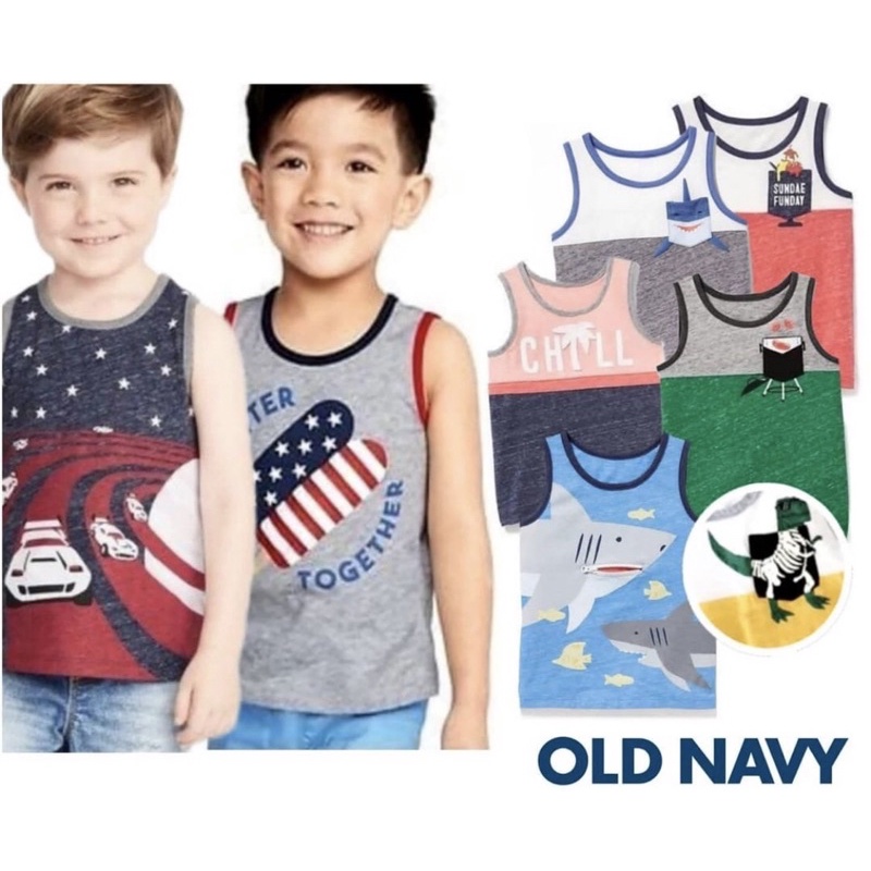 Kaos tanpa lengan Tanktop anak laki Old Navy 4 5 tahun 100k/3pcs