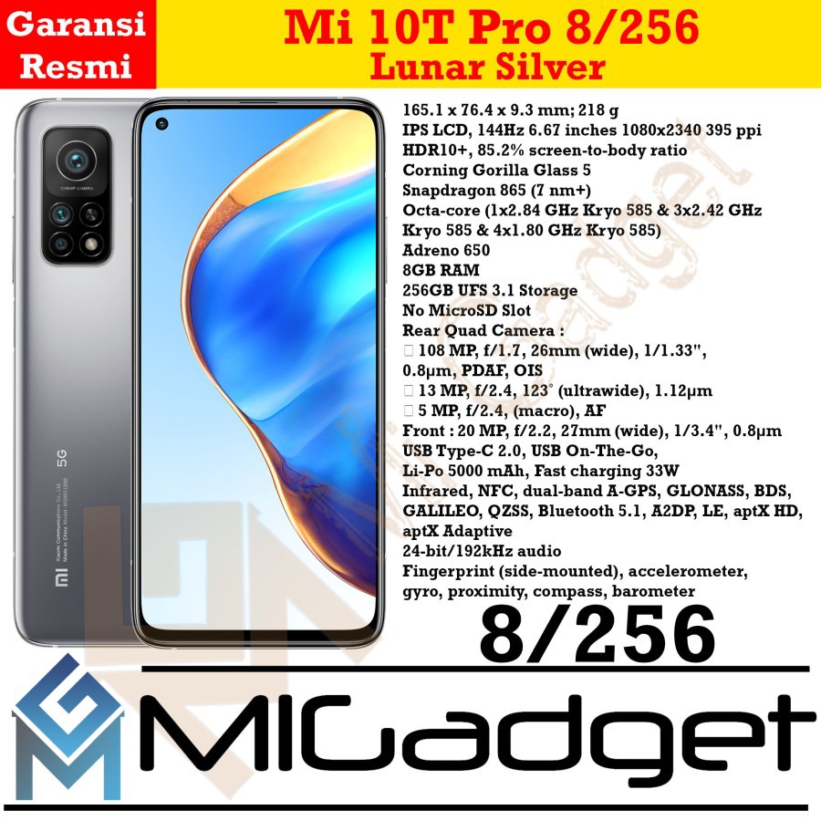 Jual Xiaomi Mi 10 T Pro Mi10T Pro Mi 10T Pro 8/256 Garansi Resmi ...