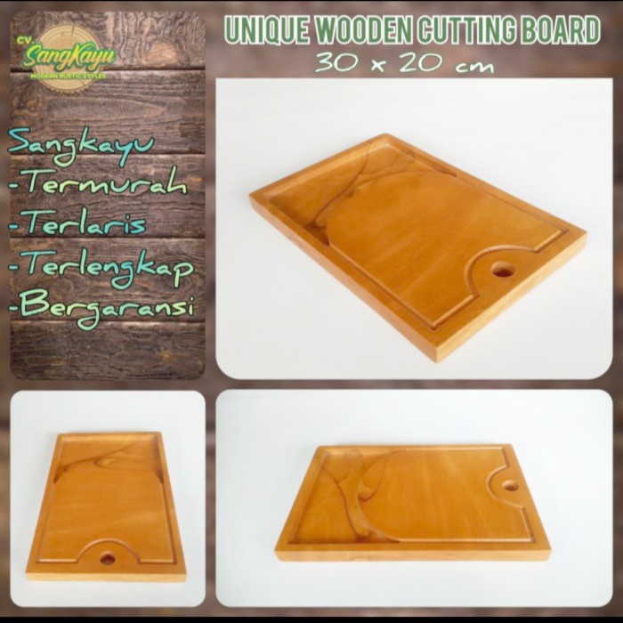 Nampan talenan kayu jati mahoni wooden cutting board line edge 001 - Kayu mahoni