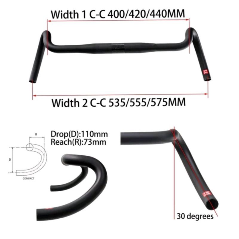 Handlebar Carbon Gravel Stang Big Flare Cyclocross Road Bike Balap Handlebars DropBar Cycle Cross