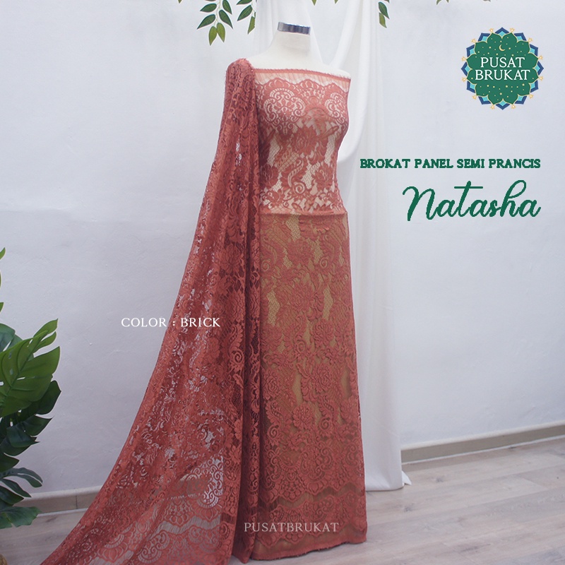 KAIN BROKAT SEMI PRANCIS / BRUKAT PANEL KATUN YSL TIRTA SARI P250CM x L140CM [harga per potong]