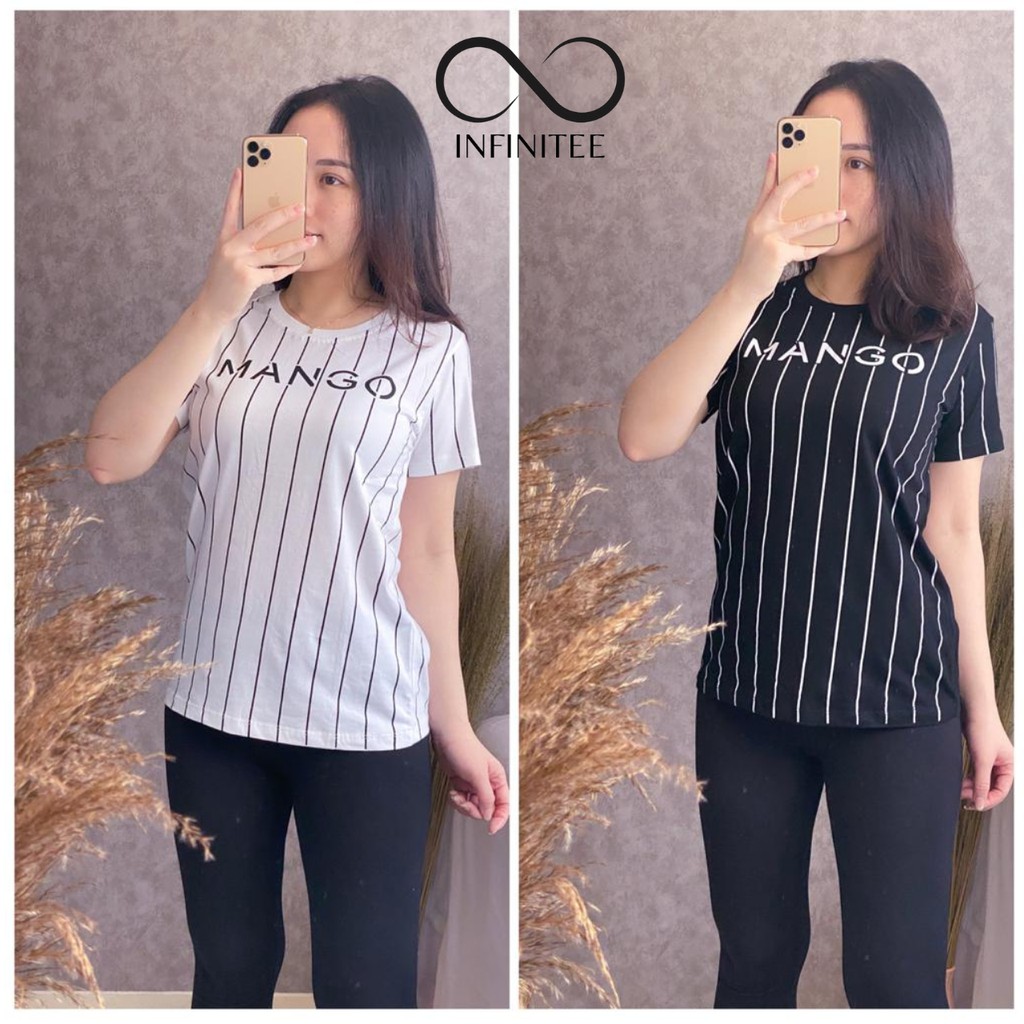 Baju Atasan Kaos Wanita Salur Hitam Putih | Kaos Wanita Import Terkini