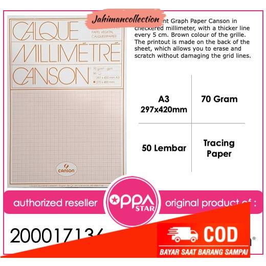 

✨ BISA COD ✨ Canson Calque Millimetre Tracing Paper A3 50s 70g - 200017136