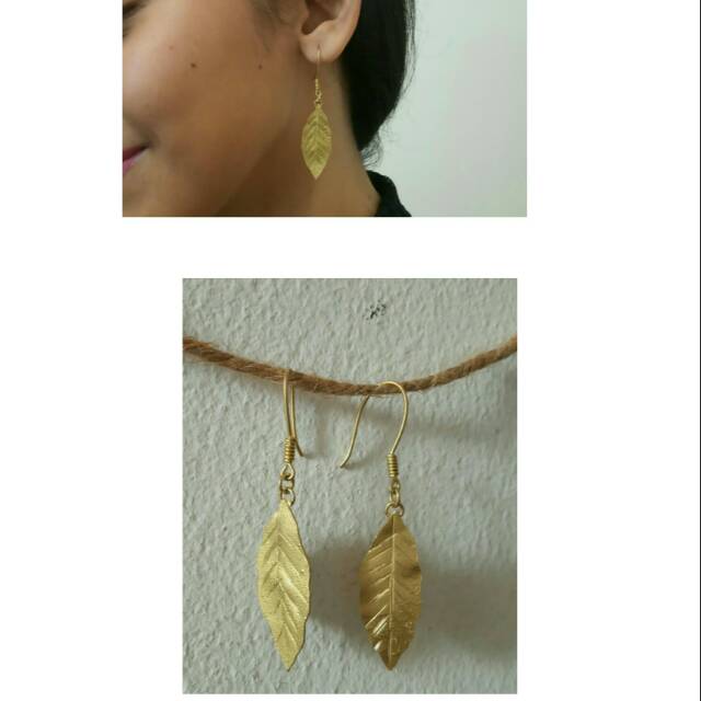 Angsana-Anting Daun Warna Gold