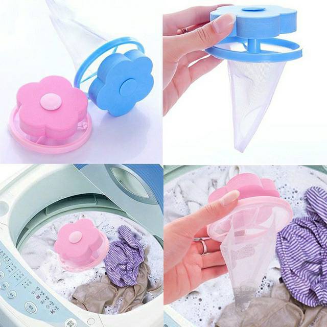 ☛TK☚ R436 Kantong Filter Mesin Cuci LAUNDRY BAG MESH Alat Penyaring Kotoran Saringan Rambut Bulu Bentuk Bunga