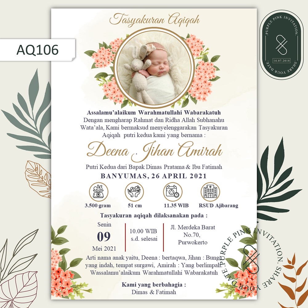 Undangan Digital Aqiqah Code AQ106 Softfile Tema Bunga Hydrangea Warna Krem | 𝐏𝐮𝐫𝐩𝐥𝐞 𝐏𝐢𝐧𝐤 𝐈𝐧𝐯𝐢𝐭𝐚𝐭𝐢𝐨𝐧